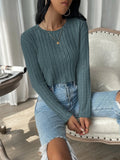 Buy SHEIN EZwear Solid Rib-Knit Crop Tee in Pakistan