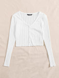 Buy SHEIN EZwear Rib-knit Single Breasted Tee in Pakistan