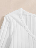 Buy SHEIN EZwear Rib-knit Single Breasted Tee in Pakistan