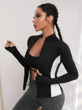 Buy SHEIN Colorblock Zipper Placket Pocket Detail Sports Jacket in Pakistan