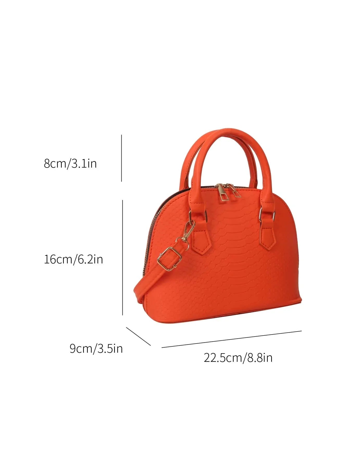 Buy SHEIN Neon Orange Snakeskin Embossed Dome Bag in Pakistan
