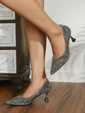 Buy SHEIN Rhinestone Decor Point Toe Heeled Sequin Court Pumps in Pakistan