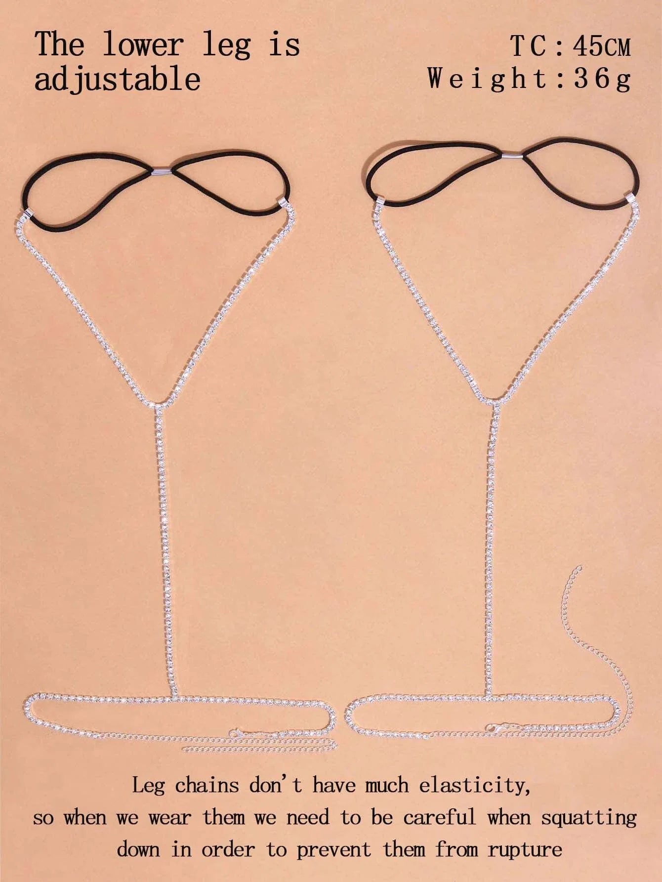 Buy SHEIN 2pcs Rhinestone Decor Thigh Chain in Pakistan