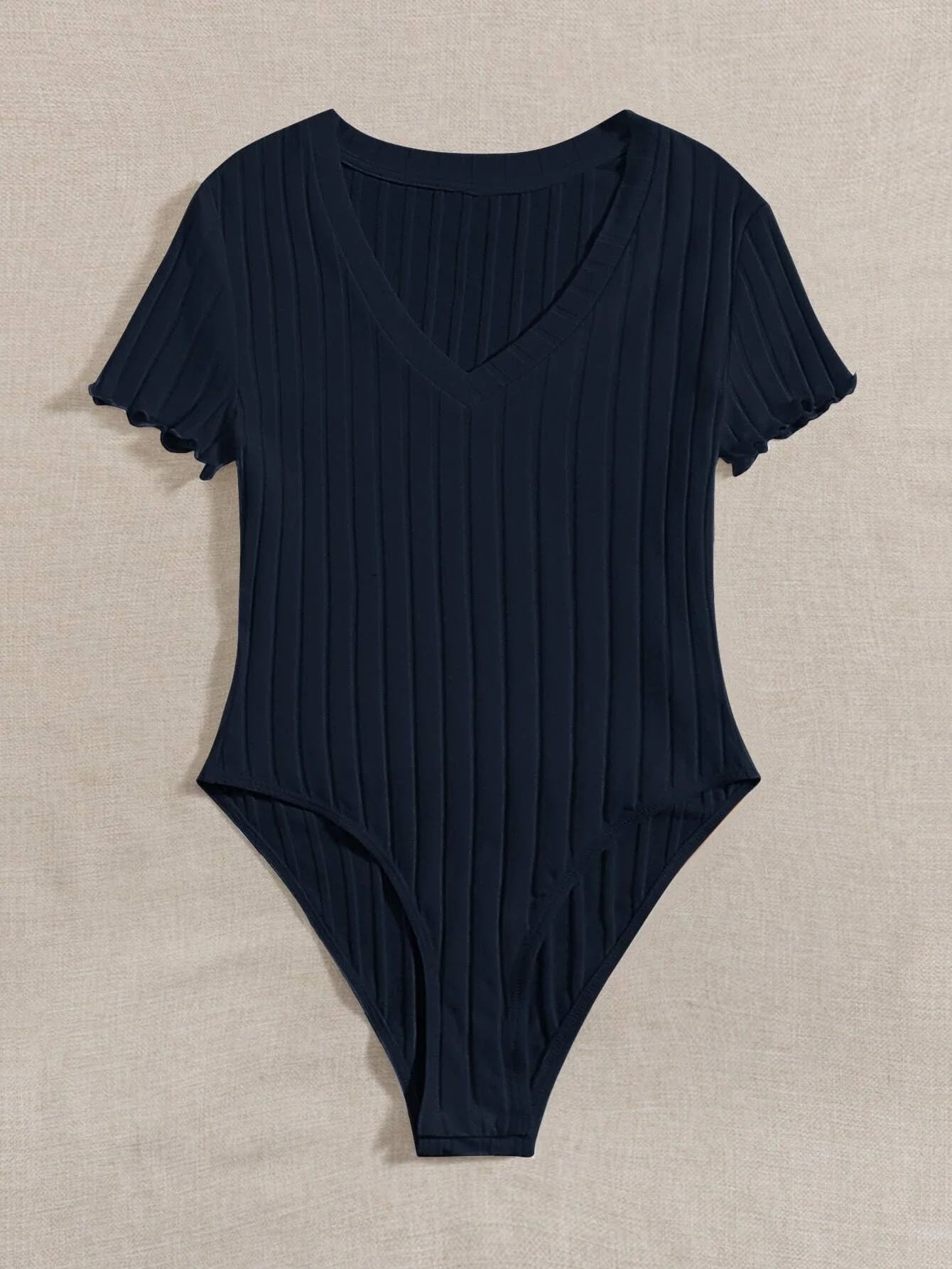Buy SHEIN Qutie Lettuce Trim Rib Knit Bodysuit in Pakistan