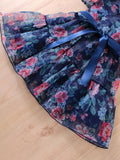 Buy SHEIN Toddler Girls Floral Print Puff Sleeve Ruffle Hem Belted Organza Dress in Pakistan