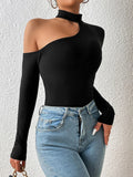 Buy SHEIN Privé Asymmetrical Neck Slim Fit Bodysuit in Pakistan