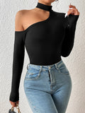 Buy SHEIN Privé Asymmetrical Neck Slim Fit Bodysuit in Pakistan