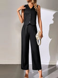 Buy SHEIN Solid Button Front Blazer Vest & Suit Pants in Pakistan