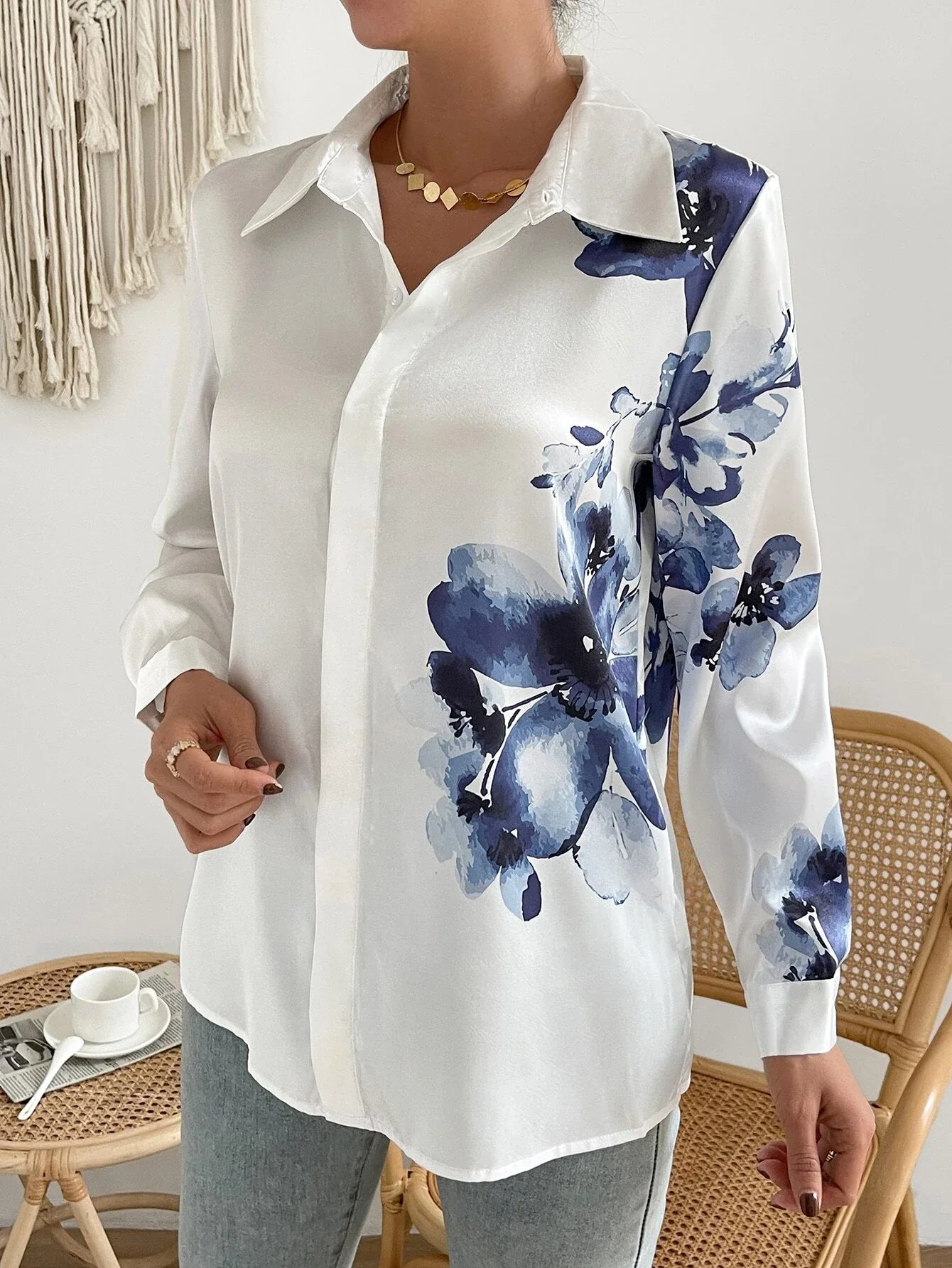Buy SHEIN Floral Print Button Front Shirt in Pakistan