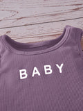 Buy SHEIN Baby Letter Graphic Tank Top & Tie Front Shorts in Pakistan