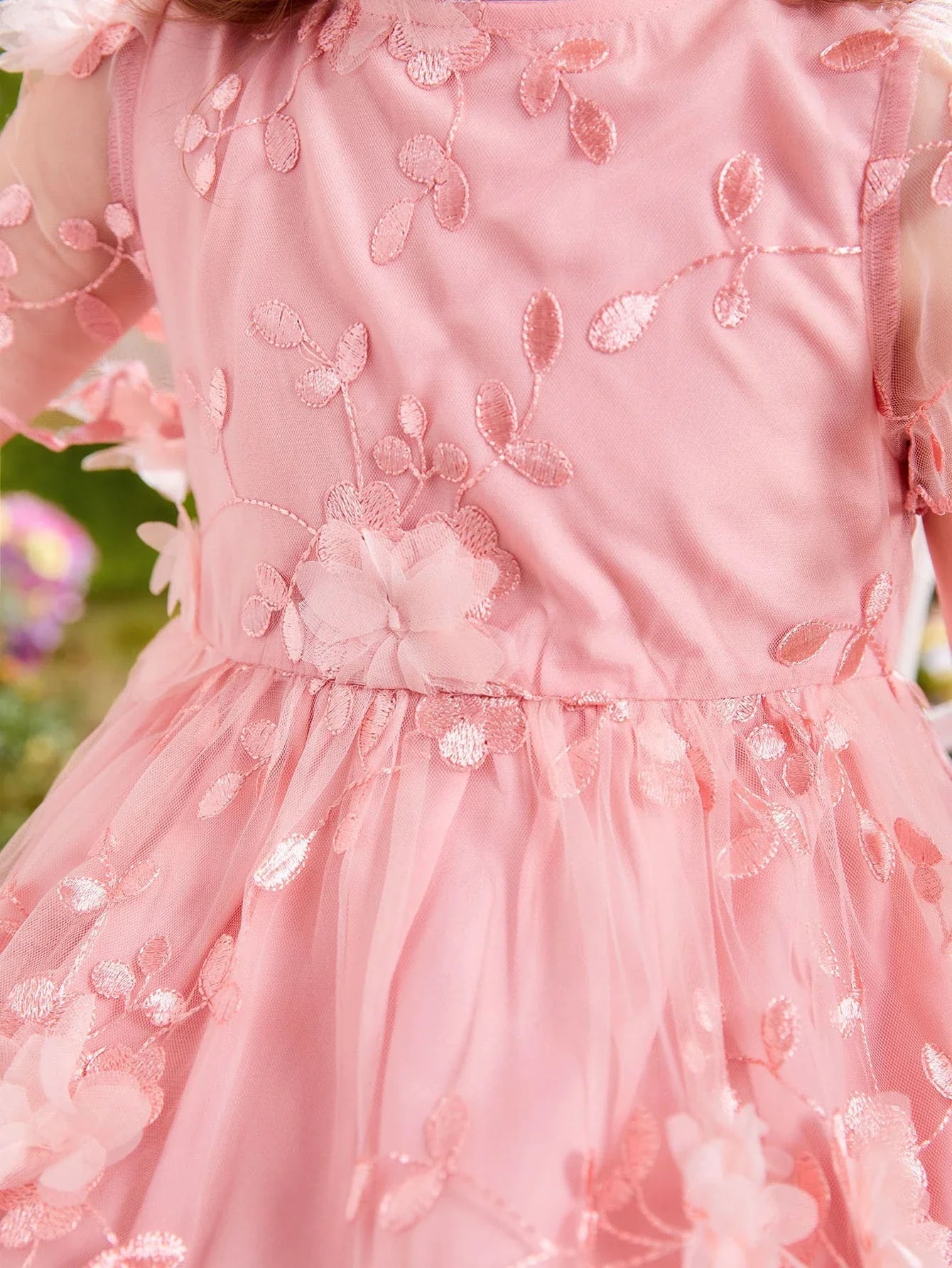 Buy SHEIN Toddler Girls Appliques Embroidery Mesh Overlay Butterfly Sleeve Dress in Pakistan