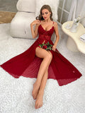 Buy SHEIN Contrast Lace Bow Front Cami Nightdress in Pakistan
