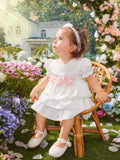 Buy SHEIN Baby Appliques Puff Sleeve Layer Hem Dress in Pakistan