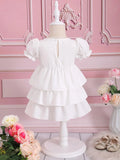 Buy SHEIN Baby Appliques Puff Sleeve Layer Hem Dress in Pakistan