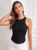 Buy SHEIN Solid Ribbed Knit Crisscross Sports Tank Top in Pakistan