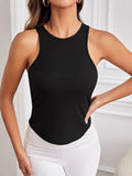 Buy SHEIN Solid Ribbed Knit Crisscross Sports Tank Top in Pakistan