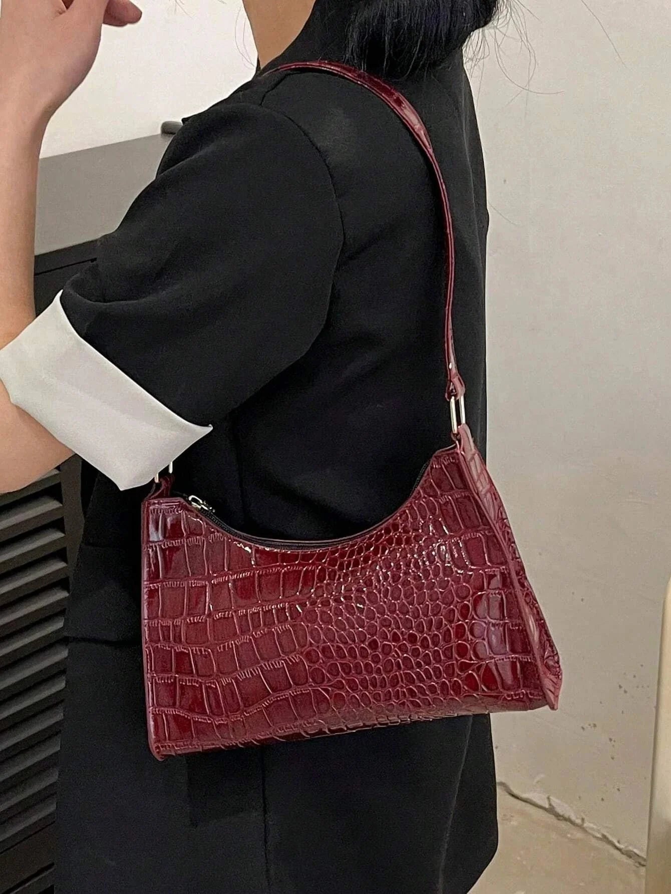 Buy SHEIN Croc Embossed Baguette Bag in Pakistan