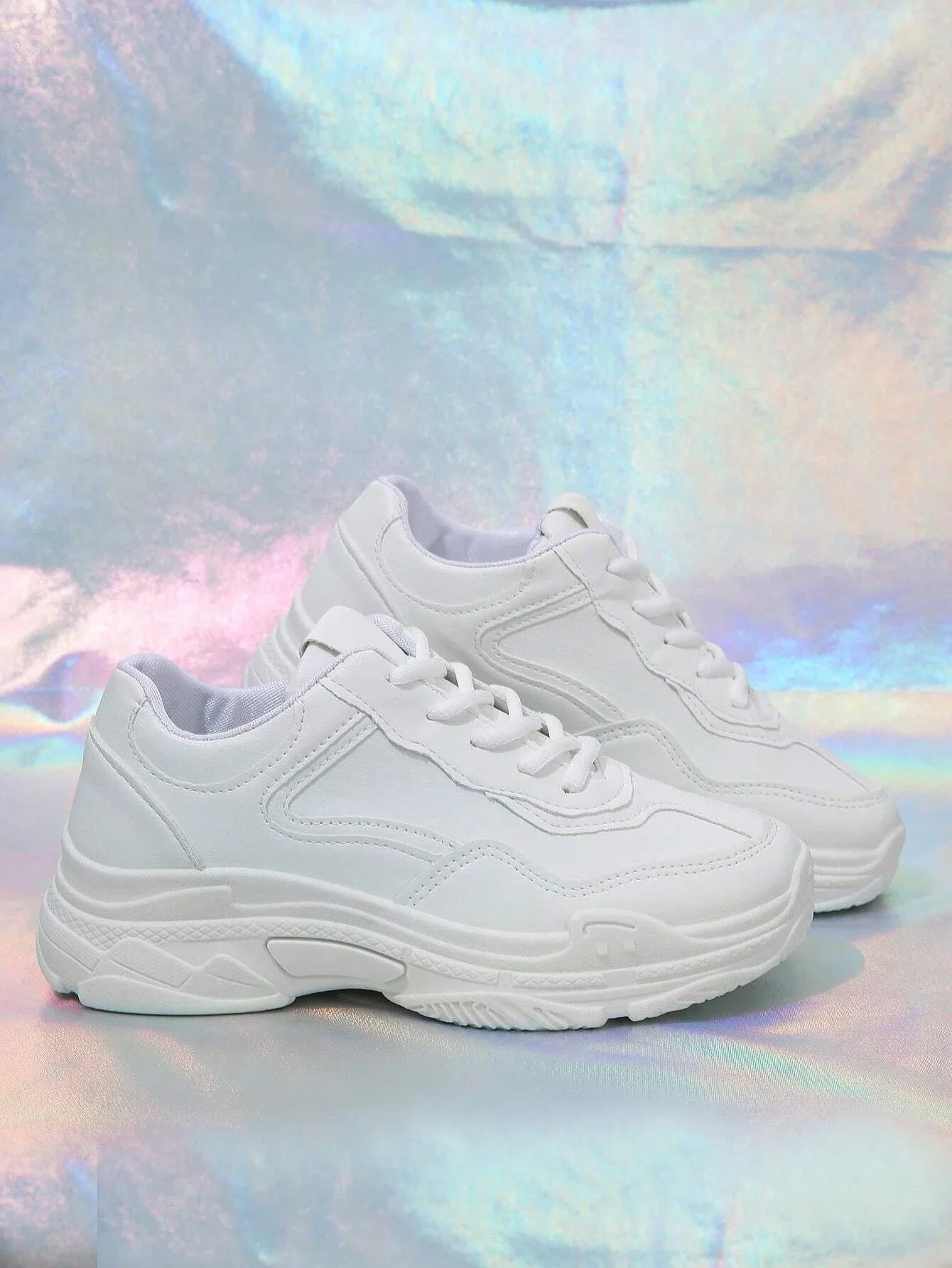 Buy SHEIN Sporty Running Shoes For Women, Stitch Detail Lace-up Front Sneakers in Pakistan