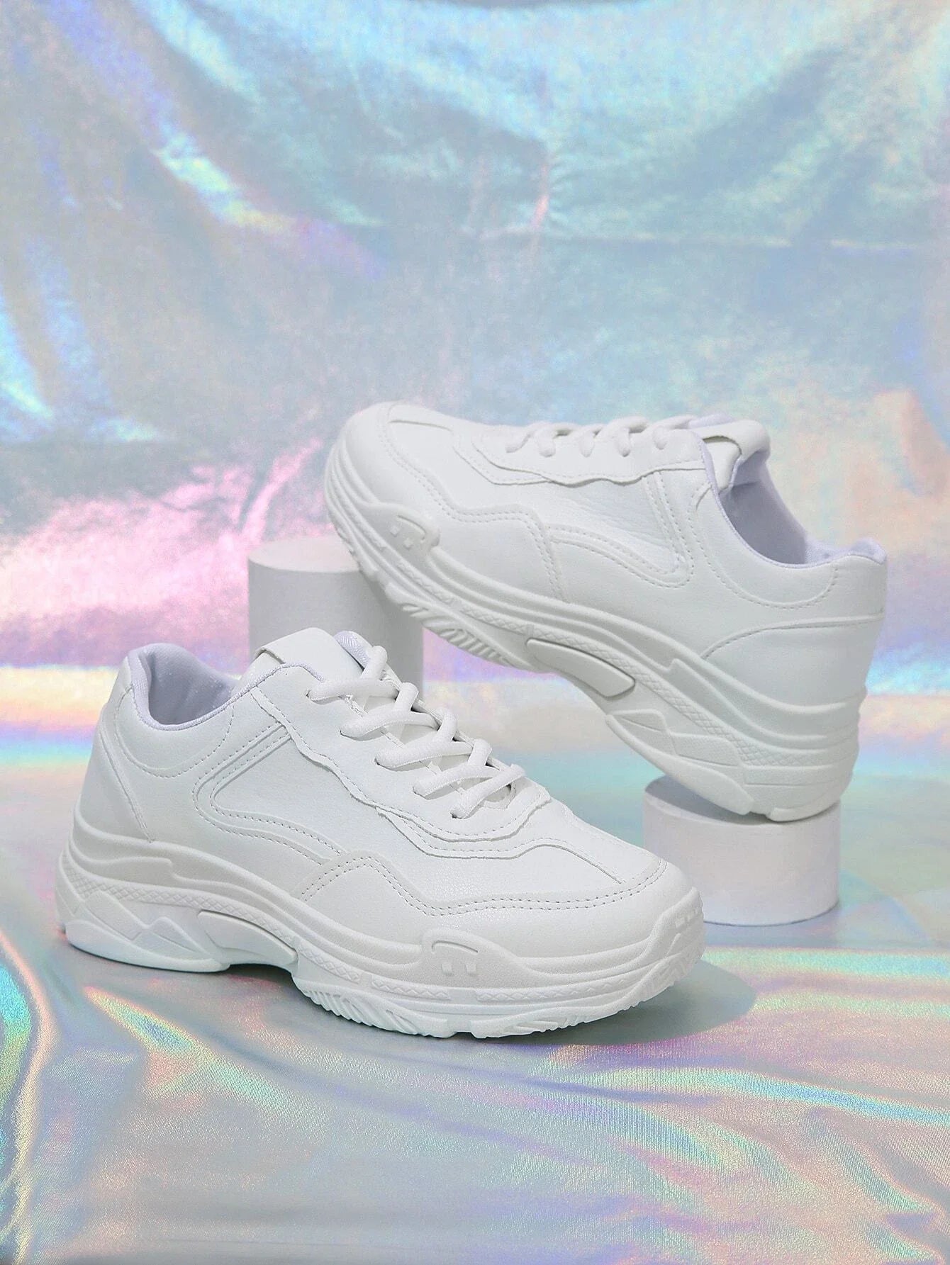 Buy SHEIN Sporty Running Shoes For Women, Stitch Detail Lace-up Front Sneakers in Pakistan