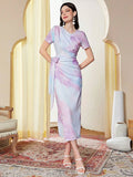 Buy SHEIN Modely Tie Dye Ruched Knot Side Dress in Pakistan