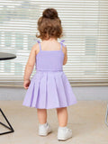 Buy SHEIN Baby Bow Shoulder Cami Top & Pleated Skirt in Pakistan