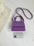 Buy SHEIN Crocodile Embossed Square Bag Mini Flap Purple in Pakistan