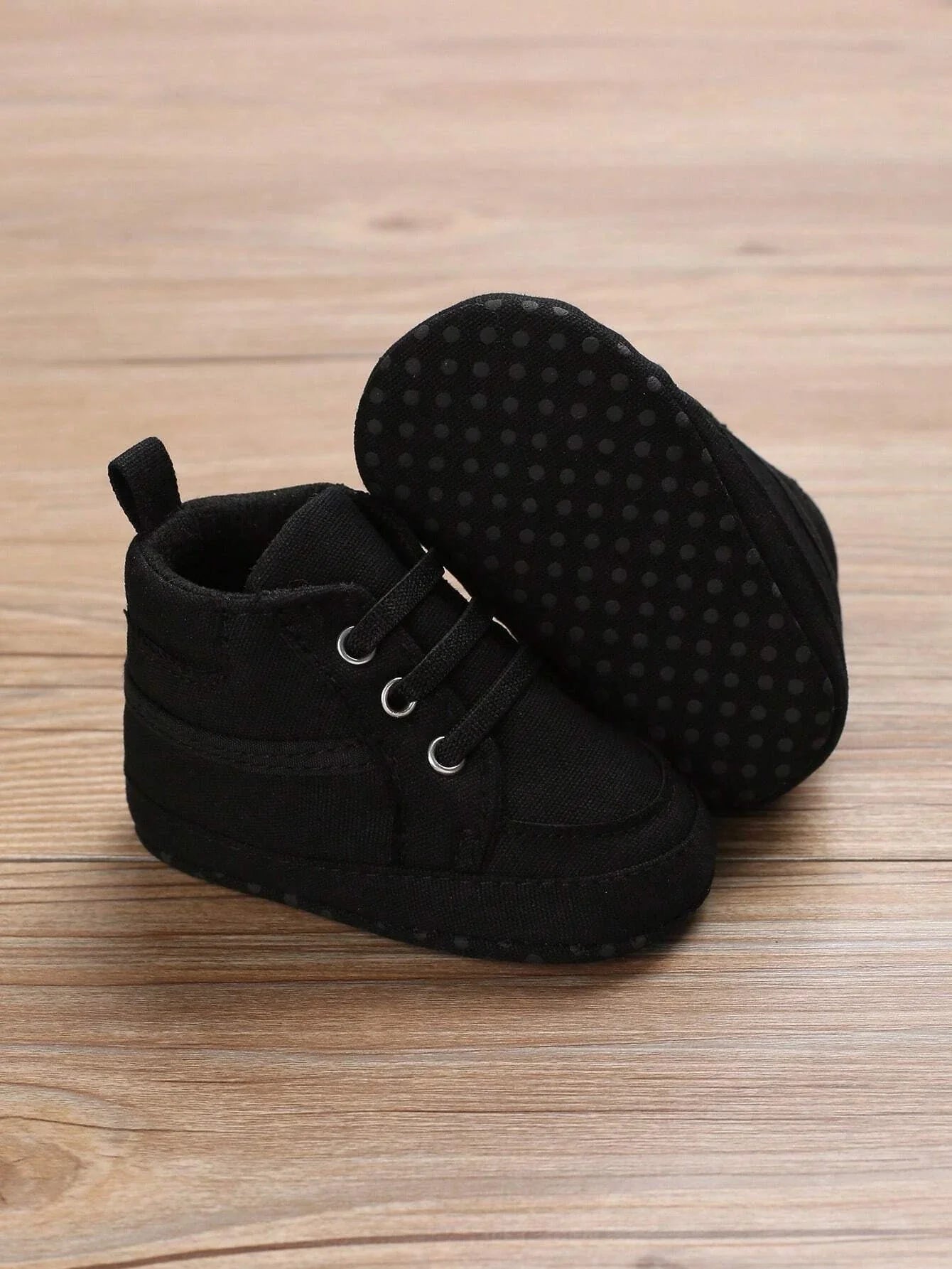 Buy SHEIN Baby Lace Up Front Sneakers, Sporty Black Fabric Skate Shoes in Pakistan