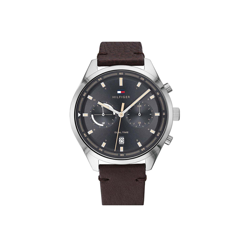 Buy Tommy Hilfiger Ashton Grey Dial Brown Leather Strap Watch for Men - 1791729 in Pakistan