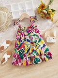 Buy SHEIN Baby Allover Print Ruffle Trim Cami Dress in Pakistan