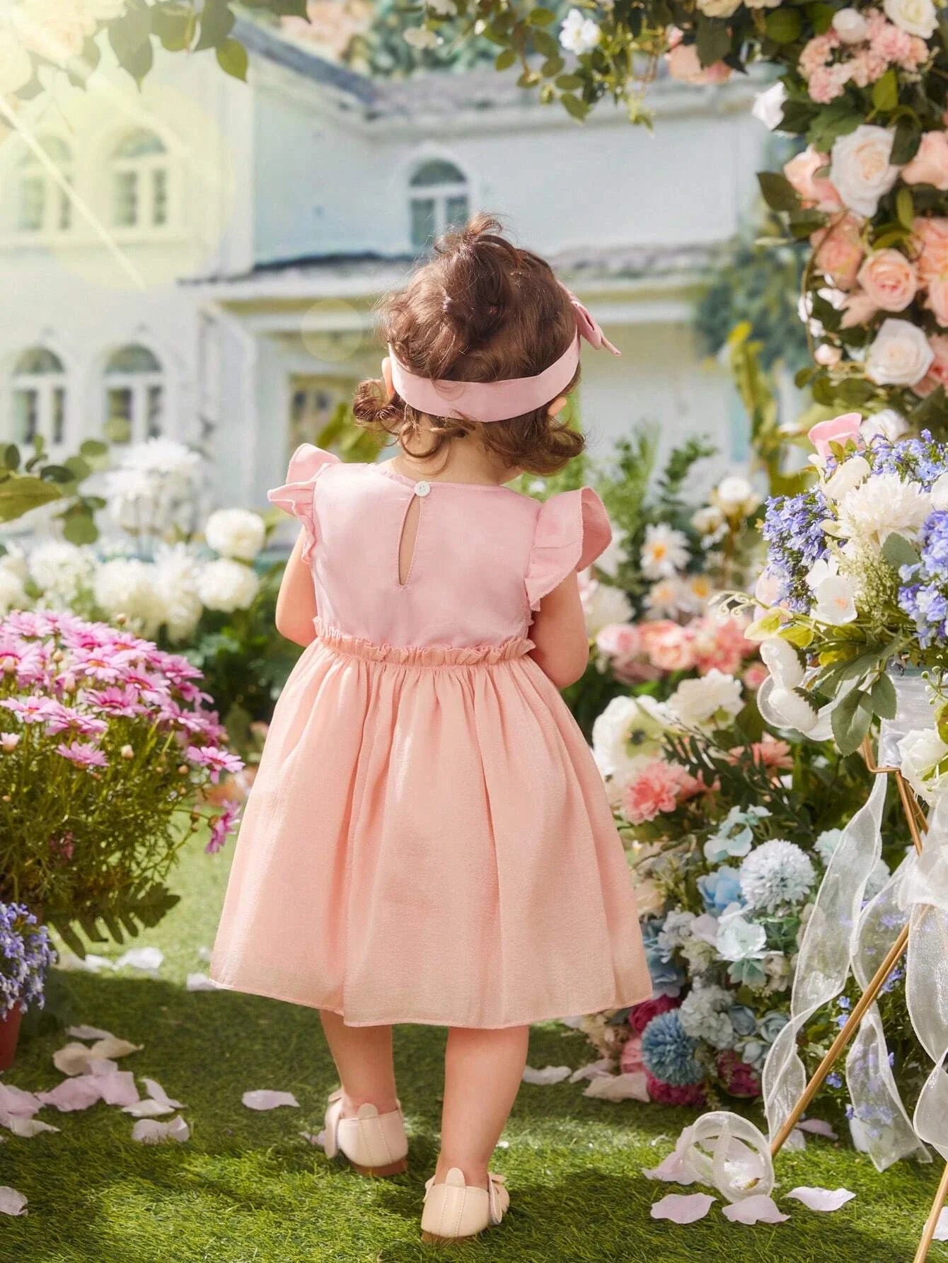 Buy SHEIN Baby Ruffle Trim Bow Front Dress in Pakistan