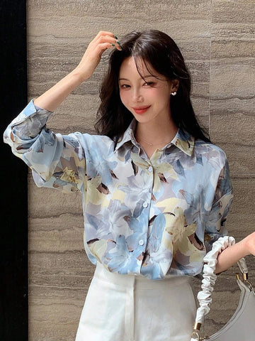 Buy SHEIN DAZY Floral Print Drop Shoulder Shirt in Pakistan