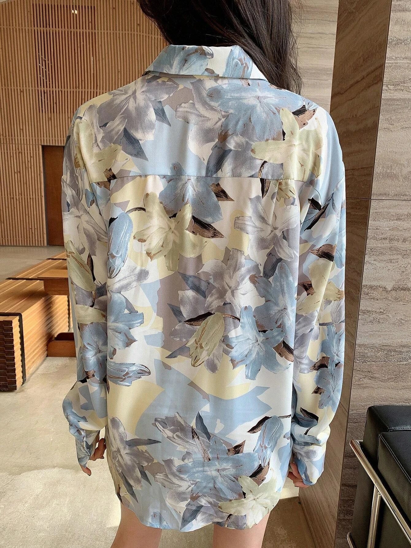 Buy SHEIN DAZY Floral Print Drop Shoulder Shirt in Pakistan