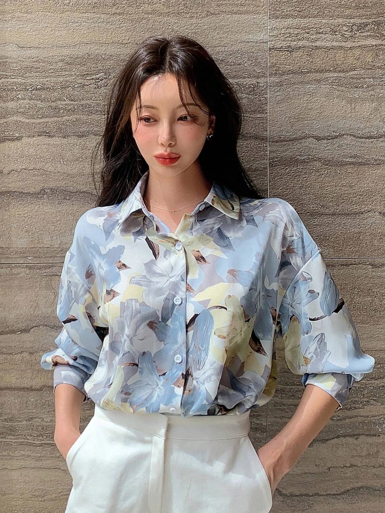 Buy SHEIN DAZY Floral Print Drop Shoulder Shirt in Pakistan
