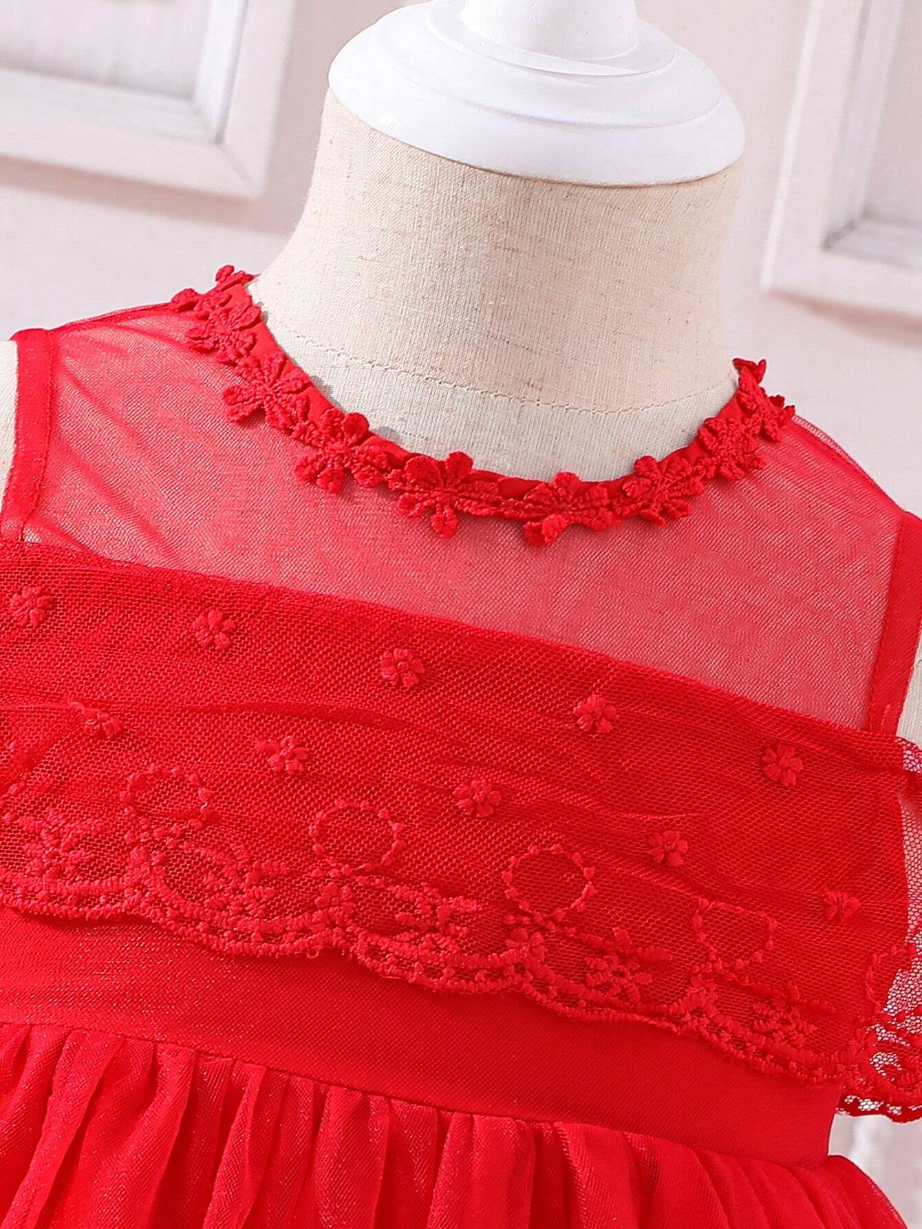 Buy SHEIN Baby Cold Shoulder Mesh Overlay Party Dress in Pakistan