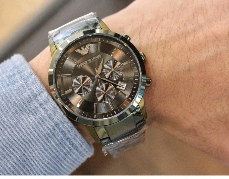 Buy Emporio Armani Men's Chronograph Quartz Stainless Steel Grey Dial 43mm Watch AR11117 in Pakistan