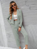 Buy SHEIN Frenchy Solid Single Button Crop Blazer And Slant Pocket Tailored Pants in Pakistan