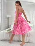 Buy SHEIN Heart Print Frill Trim Mesh Cami Nightdress in Pakistan