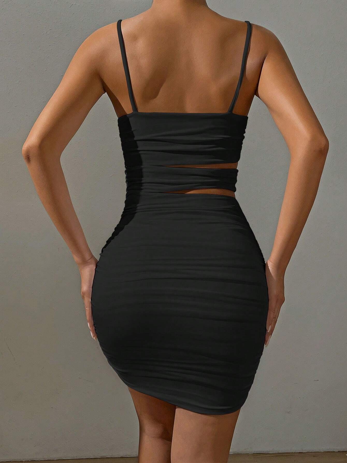 Buy SHEIN Privé Cut Out Ruched Side Cami Bodycon Dress in Pakistan