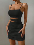 Buy SHEIN Privé Cut Out Ruched Side Cami Bodycon Dress in Pakistan