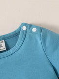 Buy SHEIN Baby Boy Button Detail Tee & Dinosaur Print Overall Romper Set in Pakistan