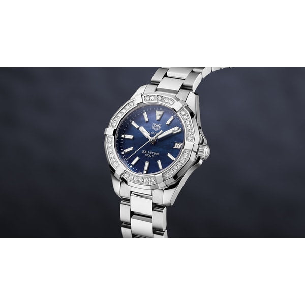 Buy Tag Heuer Aquaracer 35mm Blue Diamonds Dial Silver Steel Strap Watch for Women - WAY131N.BA0748 in Pakistan