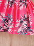Buy SHEIN Baby Tropical Print Cold Shoulder Ruffle Trim Dress With Hat in Pakistan
