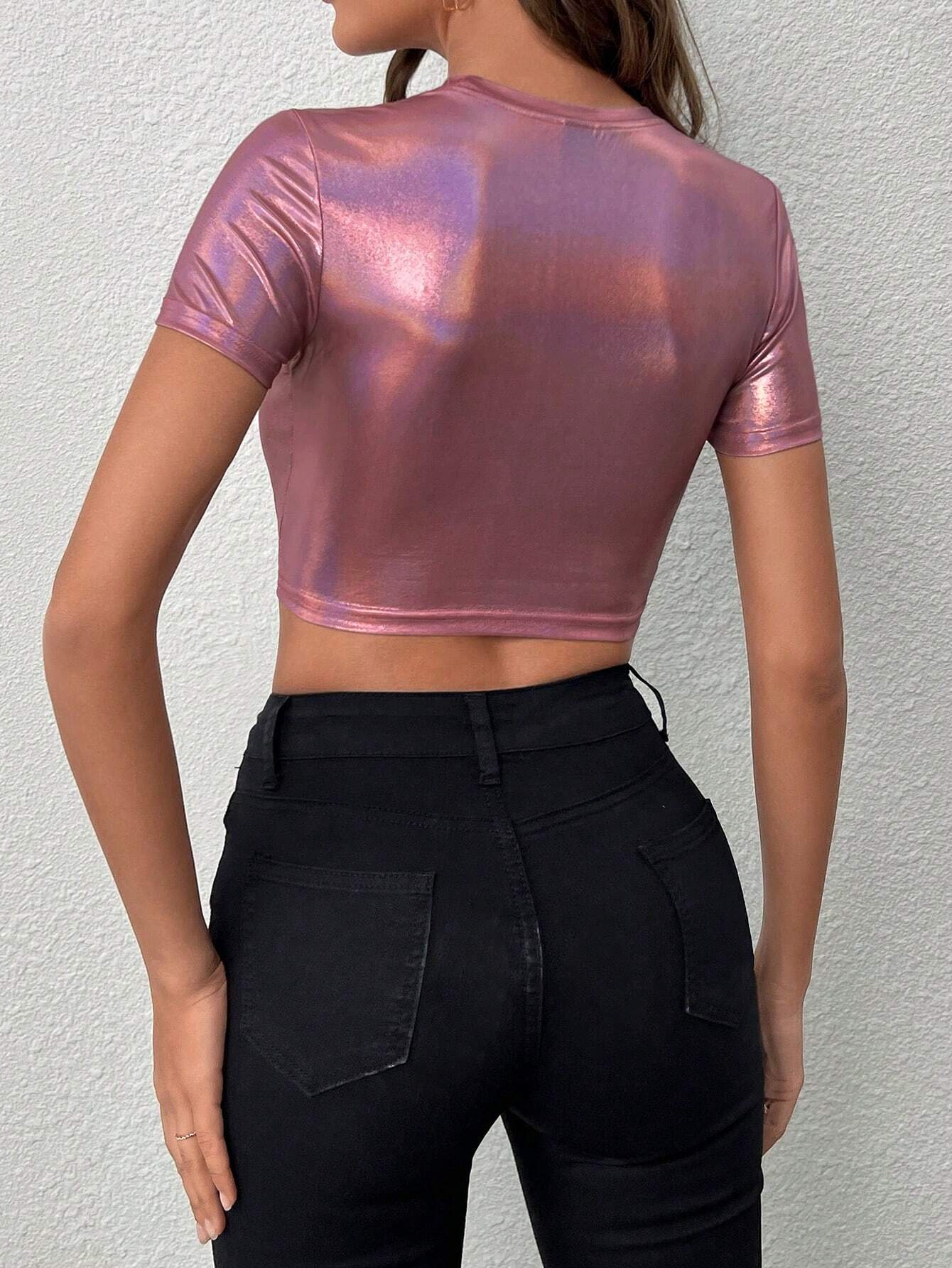 Buy SHEIN ICON Solid Crop Tee in Pakistan