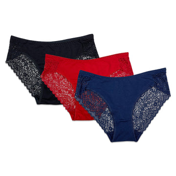 Buy Pack of 3 Briefs Panties - Lace Charm in Pakistan