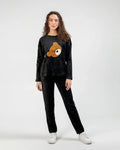 Buy Sajiero Fleece Pajama Suit Bear - Black in Pakistan