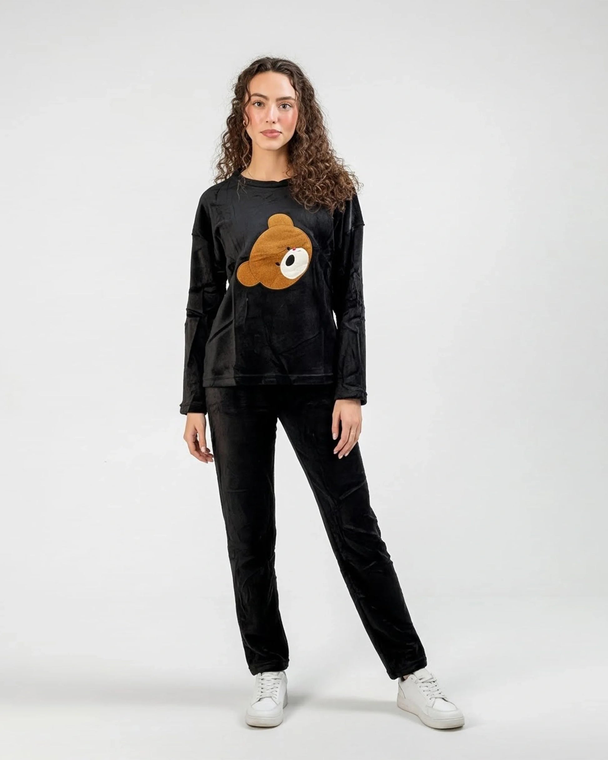 Buy Sajiero Fleece Pajama Suit Bear - Black in Pakistan