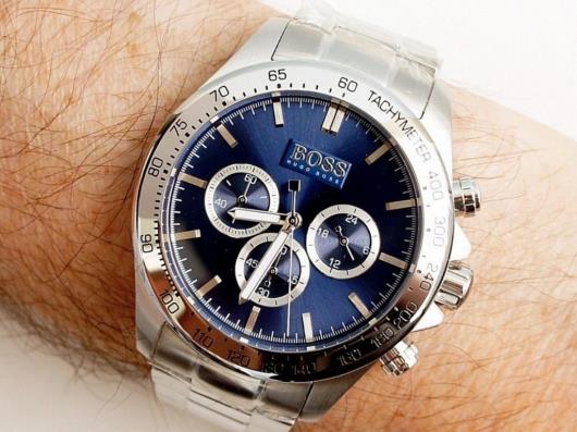Buy Hugo Boss Mens Chronograph Quartz Stainless Steel Blue Dial 46mm Watch - 1512963 in Pakistan
