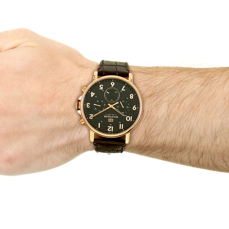 Buy Tommy Hilfiger Mens Quartz Brown Leather Strap Black Dial 45mm Watch - 1710379 in Pakistan