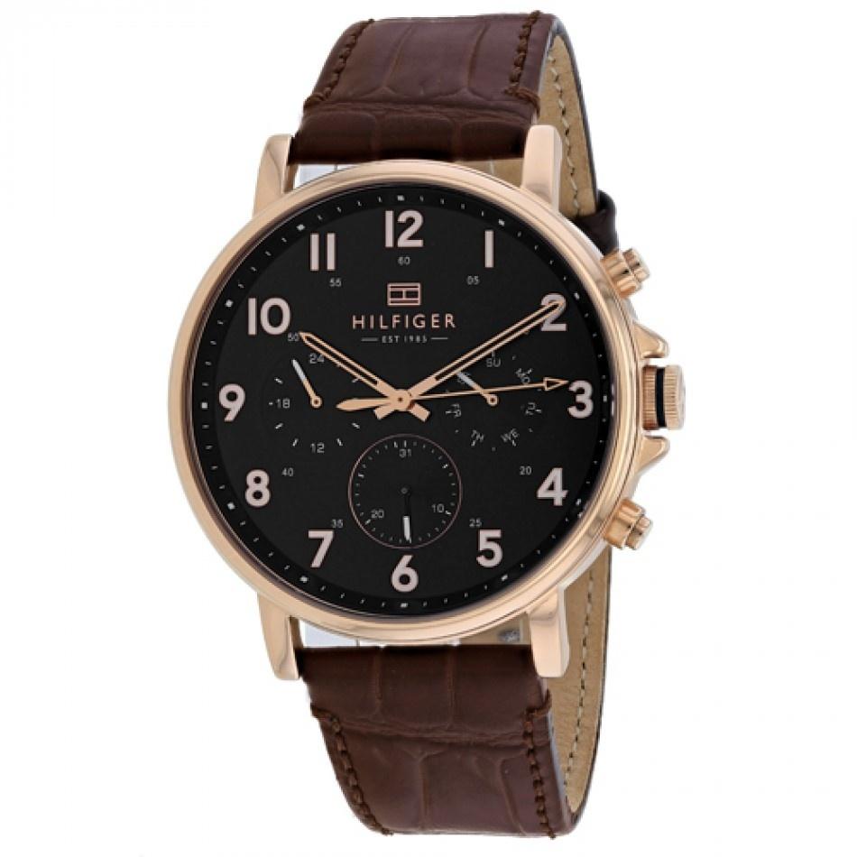 Buy Tommy Hilfiger Mens Quartz Brown Leather Strap Black Dial 45mm Watch - 1710379 in Pakistan