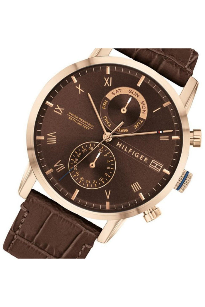 Buy Tommy Hilfiger Mens Quartz Leather Strap Brown Dial 44mm Watch - 1710400 in Pakistan